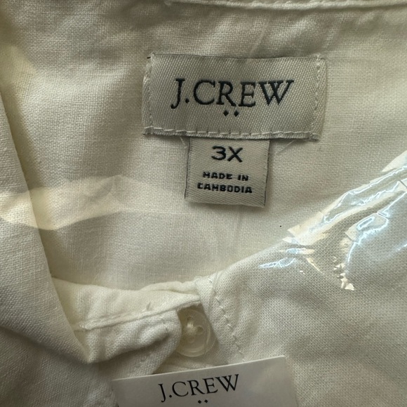 J Crew Classic White linen Short-Sleeve Button-Down Shirt - White 3x new NWT - Picture 7 of 8